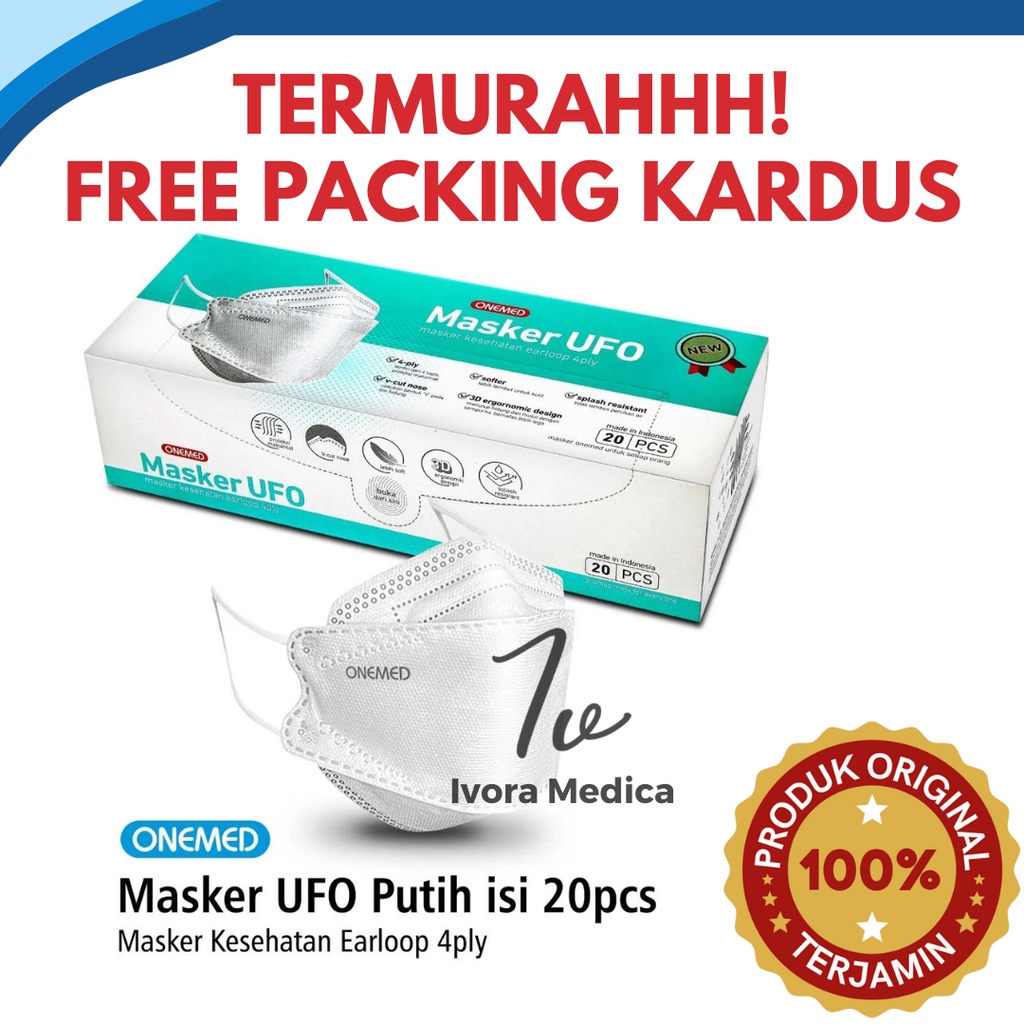PUTIH Onemed Earloop 4ply UFO Mask White Shopee Malaysia