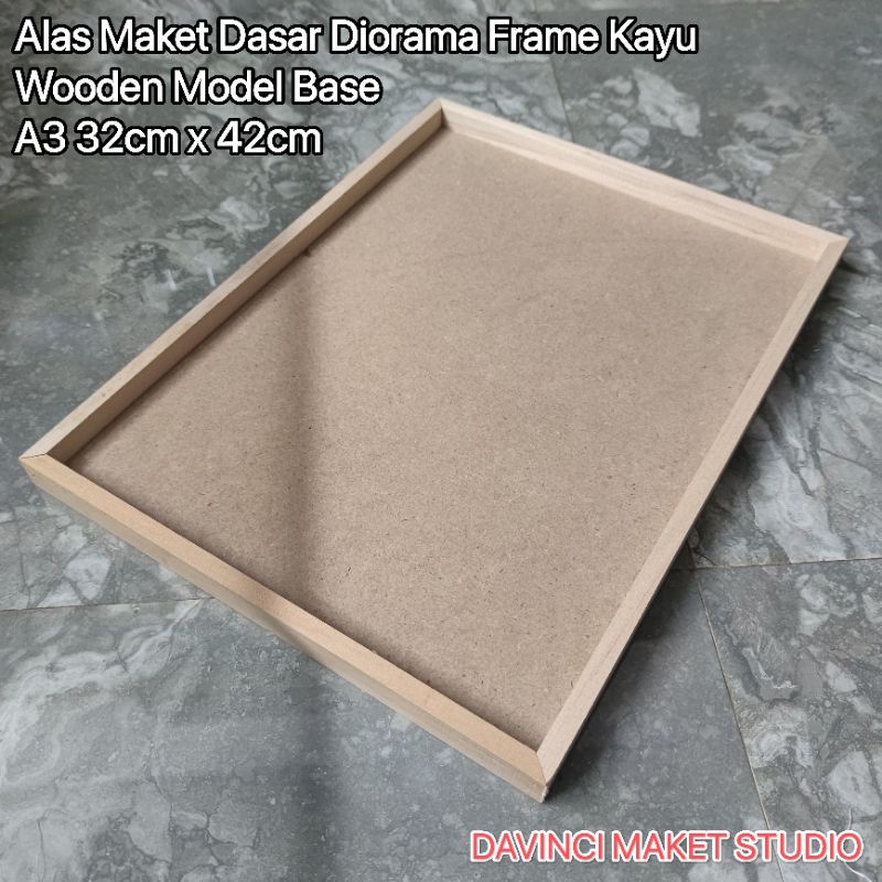 KAYU A3 Wooden Frame Diorama Base Sketch Mat 32cm x 42cm Wooden Model