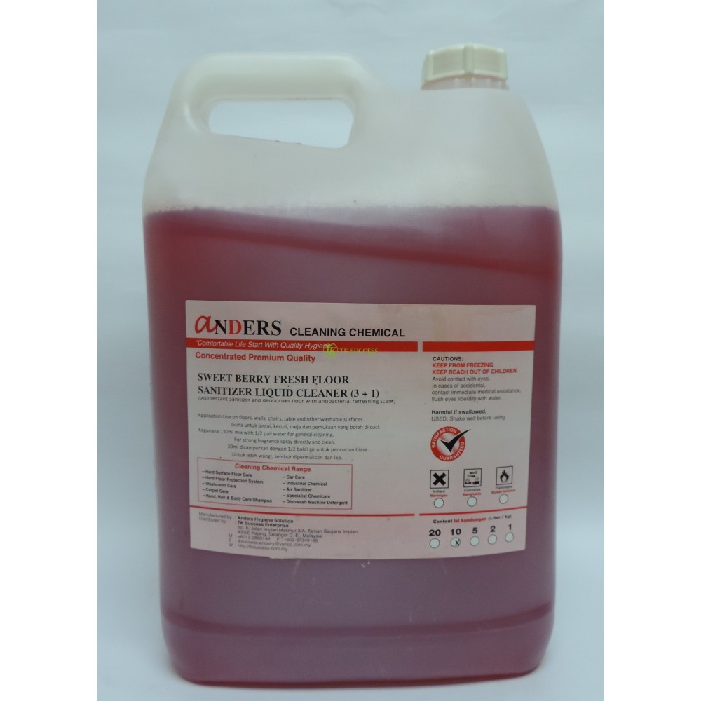 Anders Sweet Berry Fresh Floor Sanitizing Liquid Cleaner 3in1 (5L
