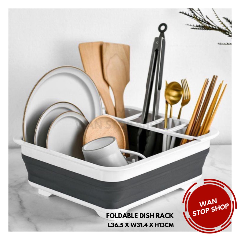 Foldable Dish Rack Collapsible Kitchen Drainage Rack Cutlery Storage