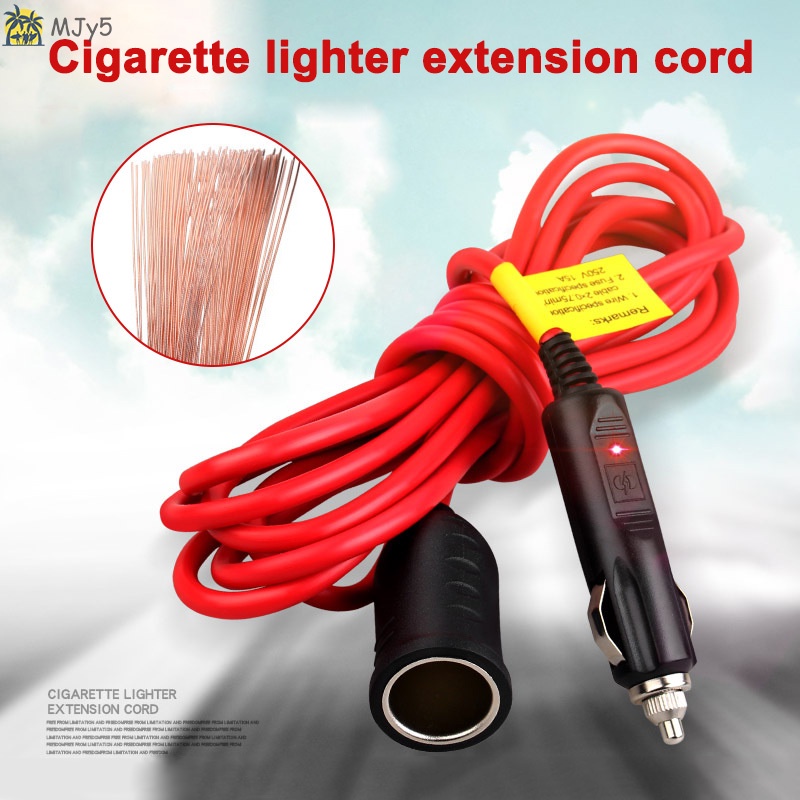 250V 15A Heavy Duty Extension Cord with Cigarette Lighter Plug Socket for Cars 250V 15A Heavy