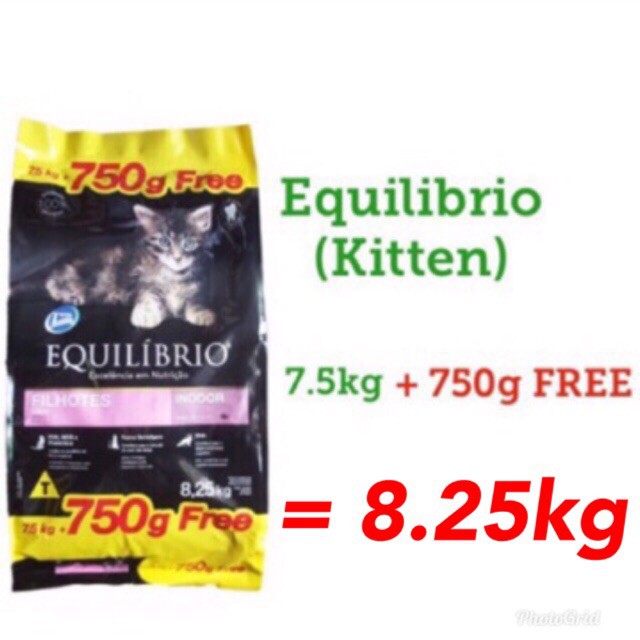 Equilibrio Kitten Indoor (7.5kg+FREE 750gsm) Cat Food (Ready Stock, New