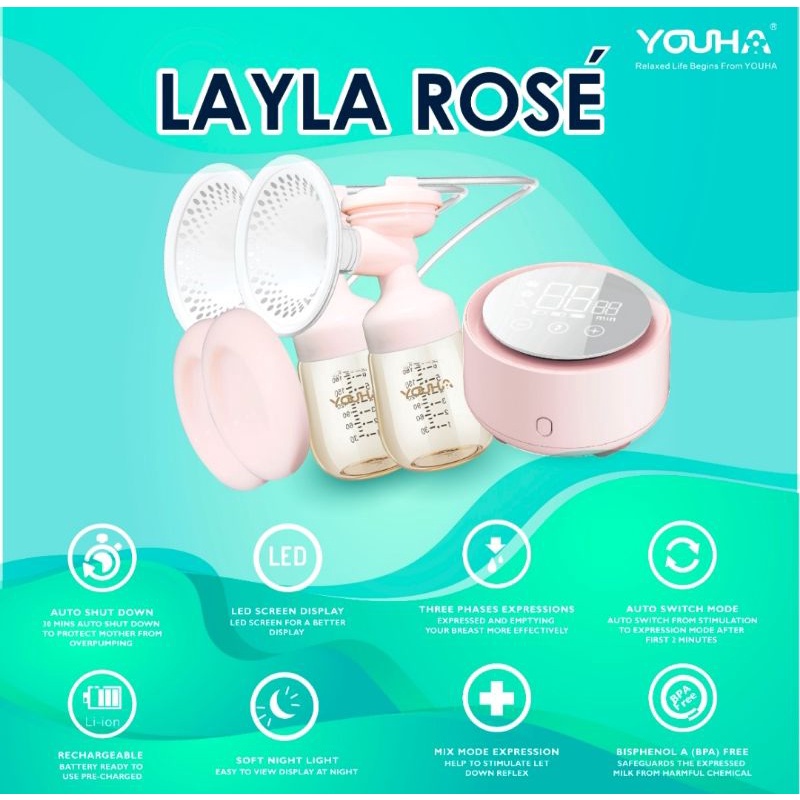LATEST YOUHA DOUBLE BREAST PUMP [LAYLA ROSE]Rechargeable, Warranty 2years Shopee Malaysia