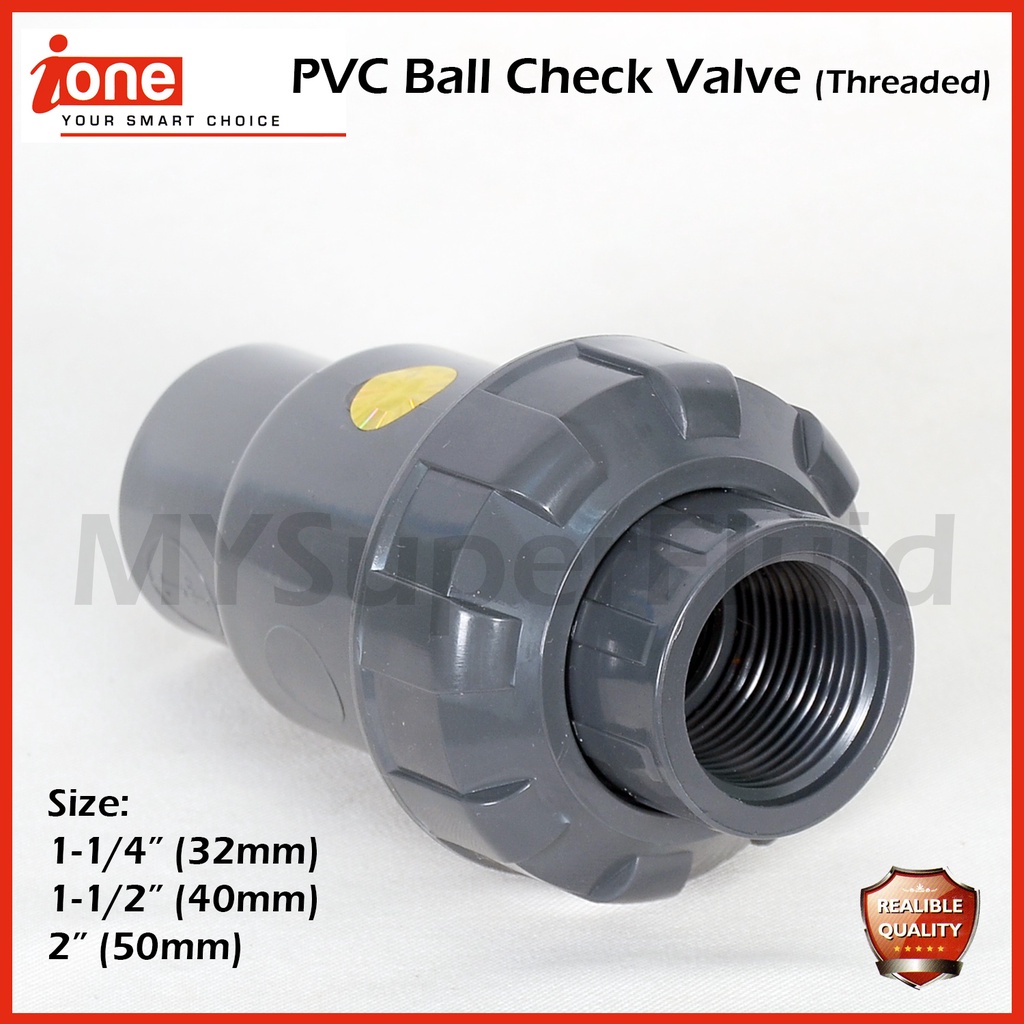 iOne PVC Ball Check Valve Threaded NonReturn One Way Valve [11/4"] [1