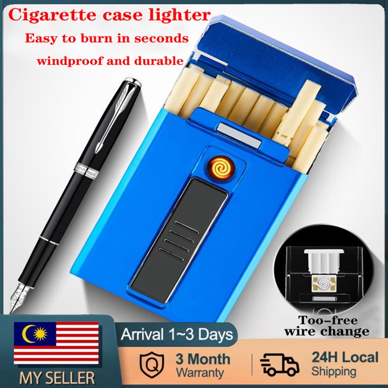 Cigarette Case With Lighter 20pcs Capacity Thin Cigarette Storage Box