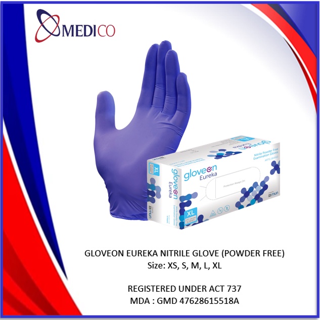 GLOVEON EUREKA NITRILE GLOVE (POWDER FREE) 1 box Shopee Malaysia