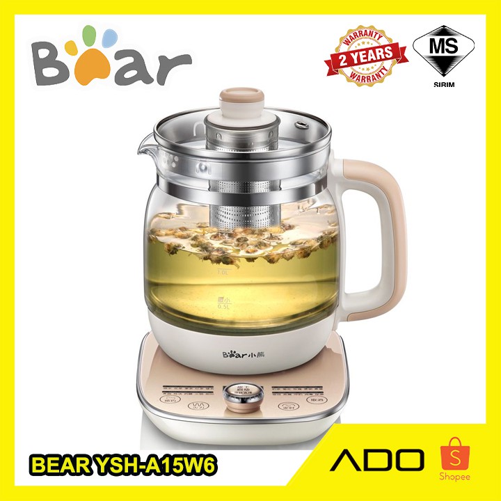 aaBEAR YSHA15W6 Health Pot Electric Kettle 1.5L Thick glass Touch