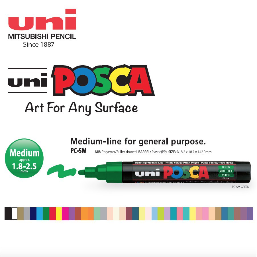 Uni POSCA Water Based Paint Marker PC5M Shopee Malaysia
