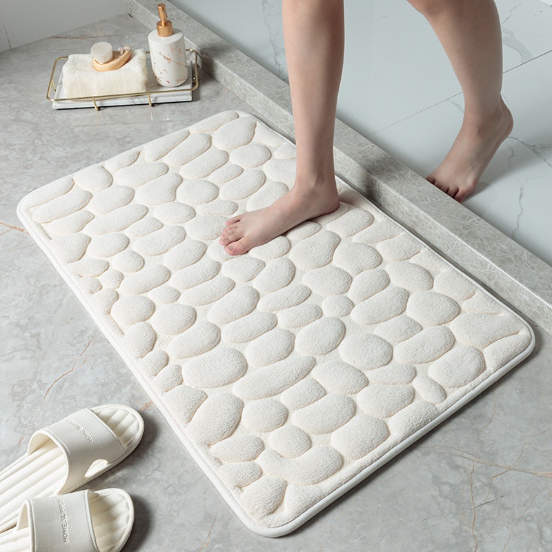 Cobblestone Embossed Bathroom Bath Mat Nonslip Carpets In Wash Basin