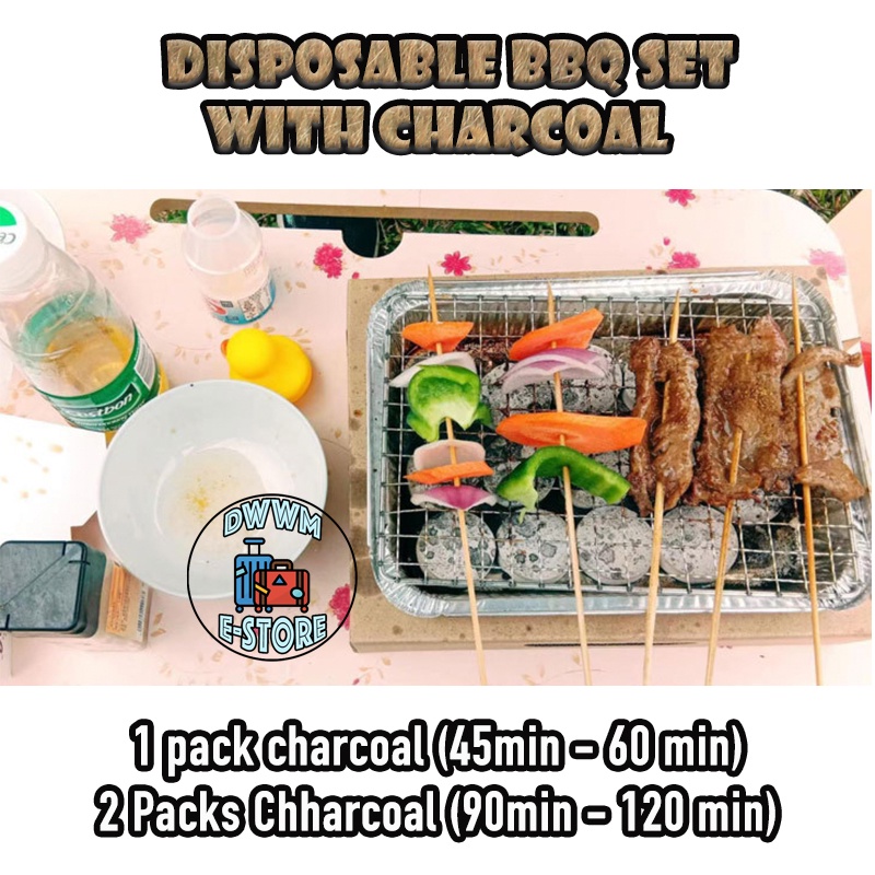 Disposable Instant BBQ Grill 4pax with Charcoal Portable Barbecue Set