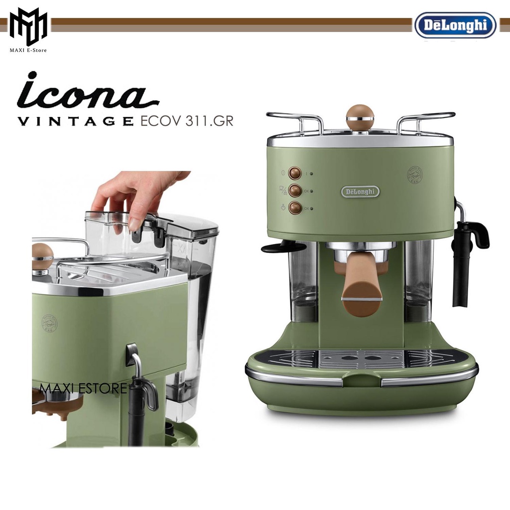 Delonghi ECOV311.GR Icona Vintage Pump Espresso Coffee Machine FOC