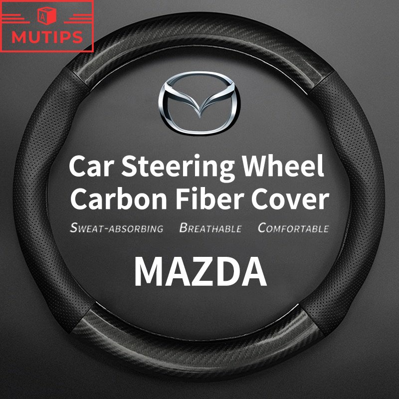 Mazda Car carbon fiber leather steering wheel cover for Mazda2 6 5 3