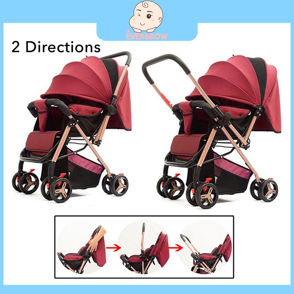 evergrow 2 Way Foldable Baby Stroller Adjustable leg rest 360 degree