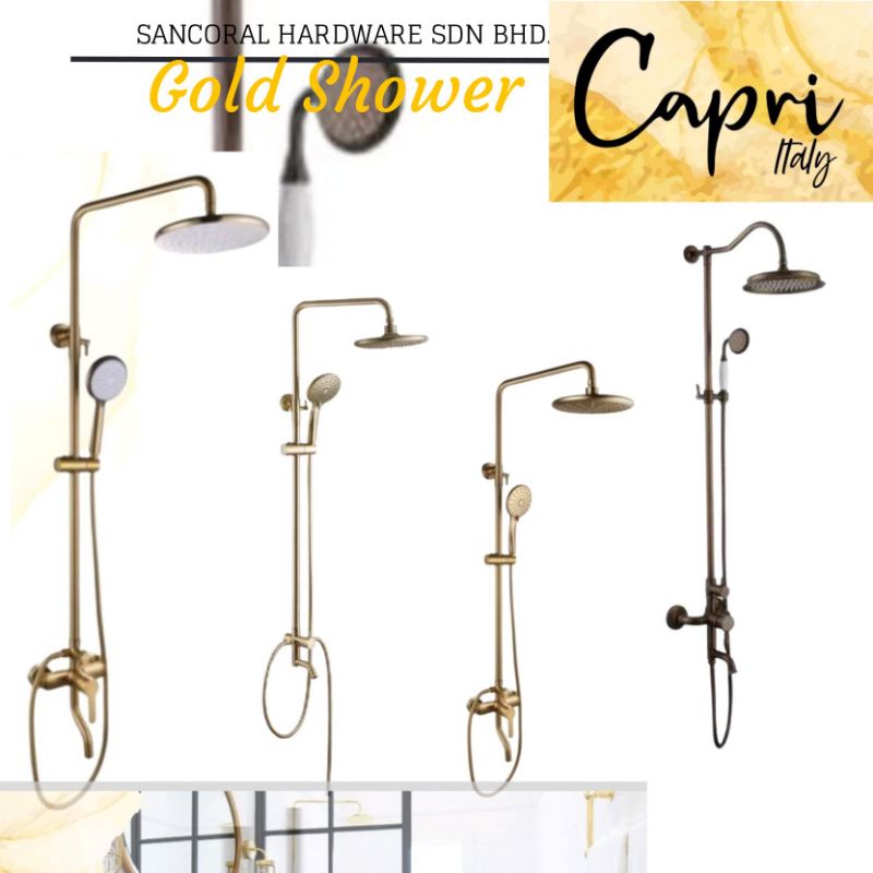 READY STOCK HAND SHOWER ART FITTING SHOWER SET DESIGN SHOWER GOLD