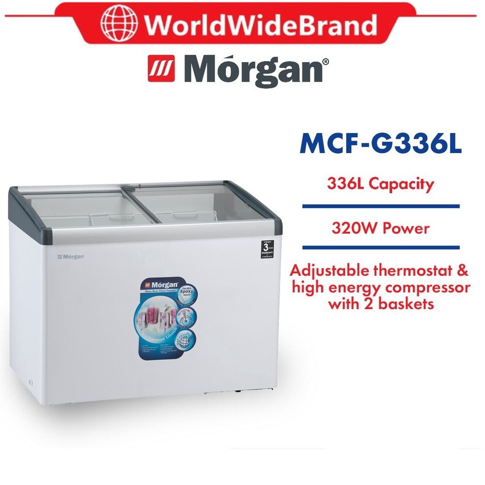 2 Door 2 in 1 Sliding Glass Chest Freezer 336L MCFG336L Glass