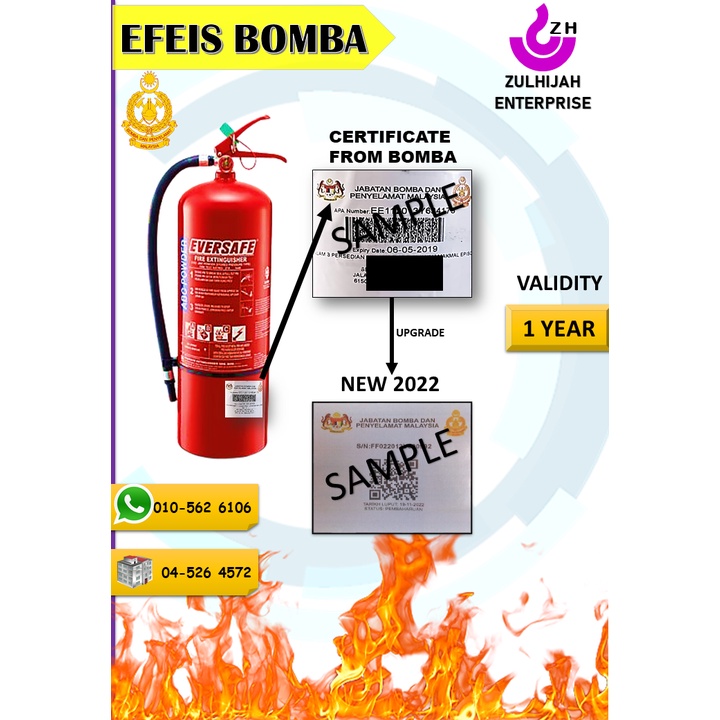 BOMBA CERTIFICATE/EFEIS BOMBA FOR FIRE EXTINGUISHER RENEW AND SERVICE