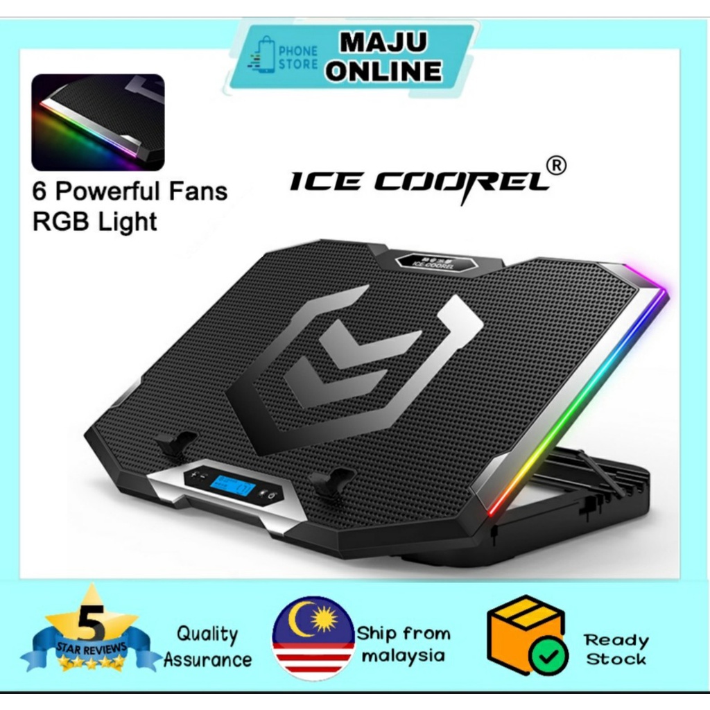 💥Local Ship💥ICE COOREL K9 RGB Gaming Laptop Cooler Pad USB Phone Holder