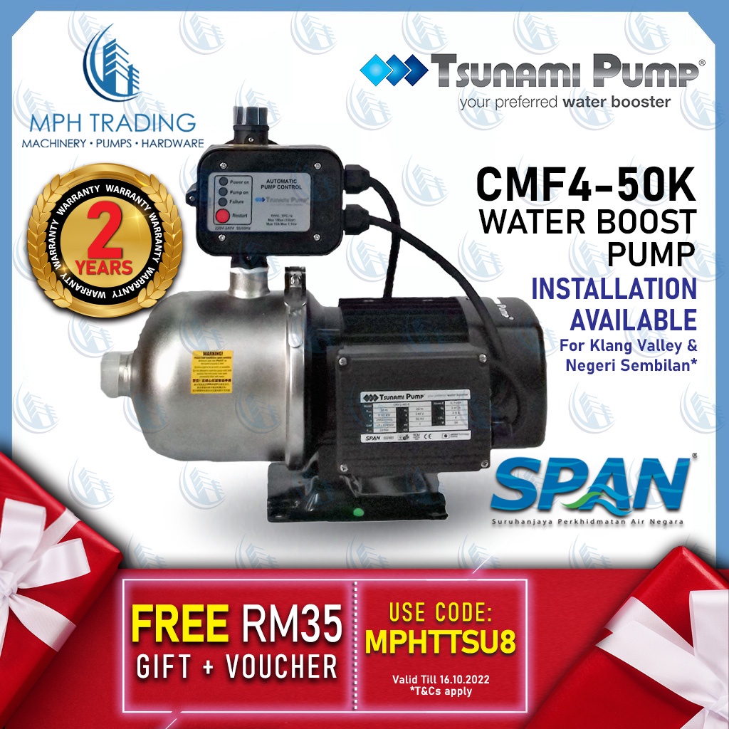 Tsunami Water Pump CMF450K Automatic Food Grade Stainless Steel Home