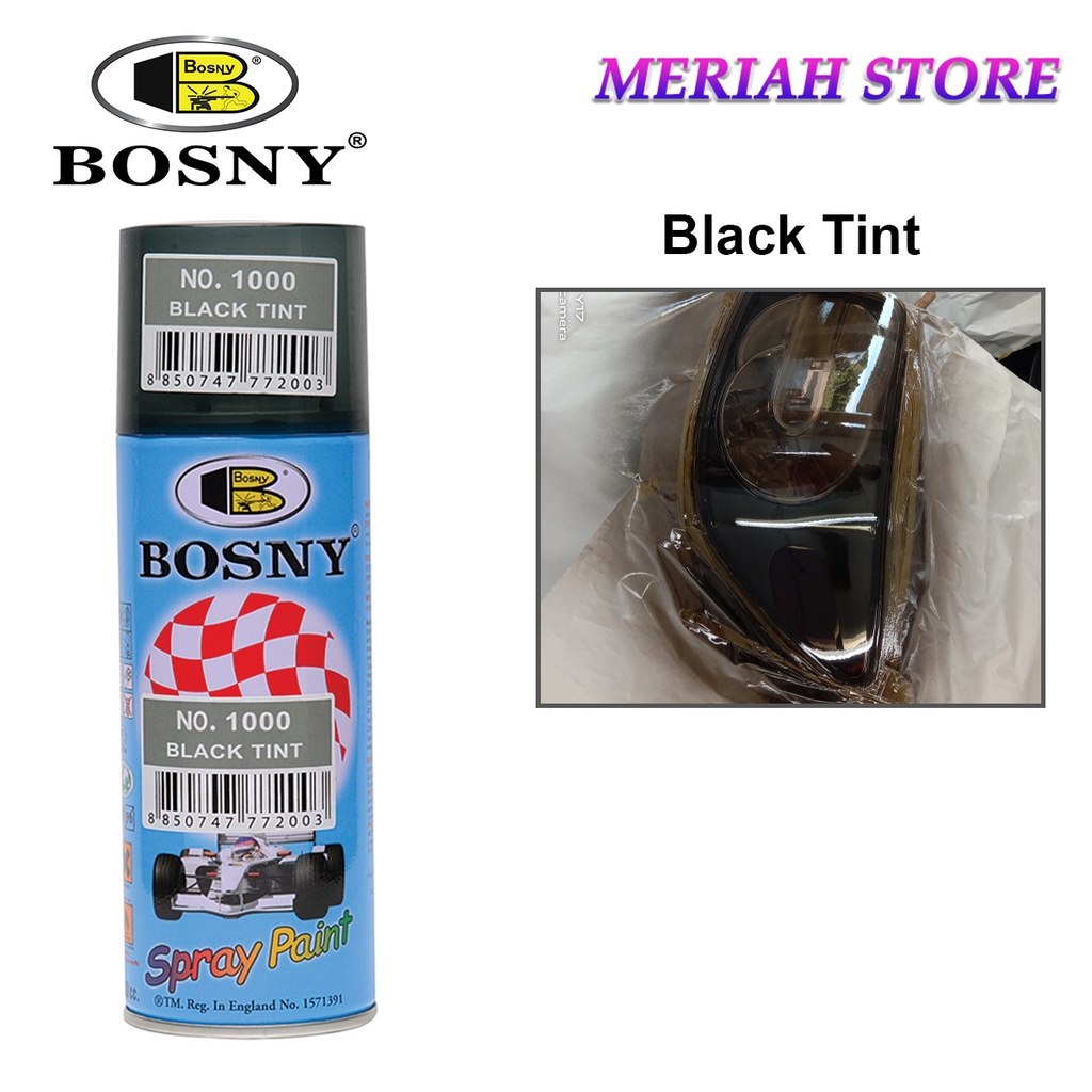 Bosny NO.1000 Black Tint Smoke Windows Glass Lamps House Car Care Spray Paint (400ml) Shopee