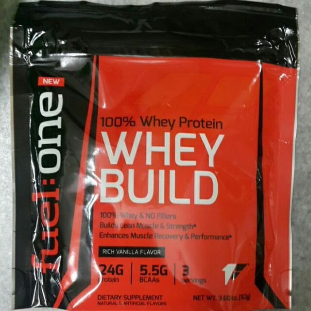 Original Fuel one 100 whey build 3servings Repack protein gym susu