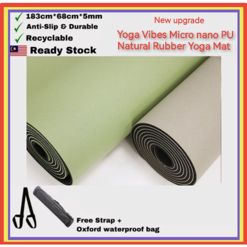 Yoga Vibes Premium Natural Rubber Yoga Mat Matte PU surface Extra Grippy Shopee Malaysia