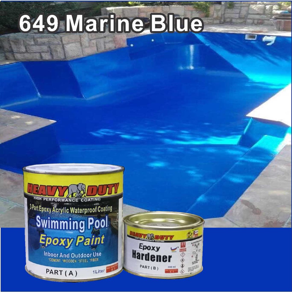 649 MARINE BLUE ( 1L ) SWIMMING POOL PAINT 2 PART EPOXY ACRYLIC