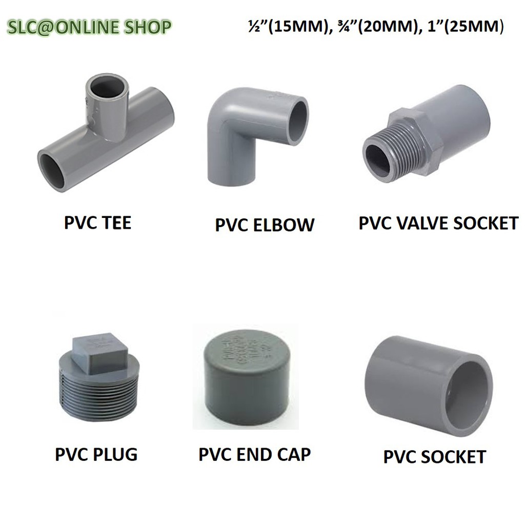 PVC Pipe Fitting 15mm 20mm 25mm Socket, Tee, Elbow, Plug, End Cap, Tank