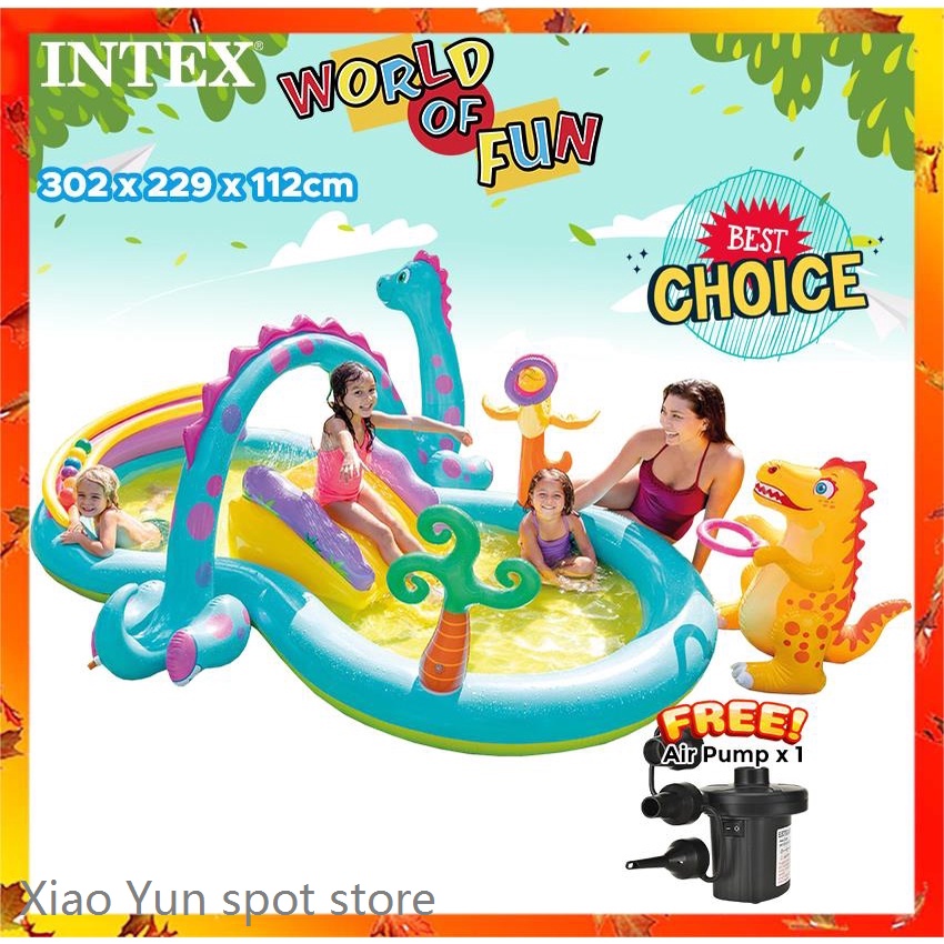 ⯧INTEX 57135 Dinoland Play Center Children Toy Play Ground Inflatable Kids Swimming Pool Water