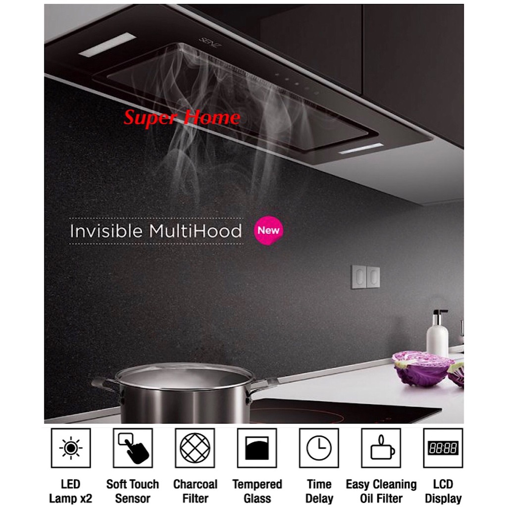 SENZ Invisible MultiHood Designer Hood Suction power 1200m3/h (Exhaust
