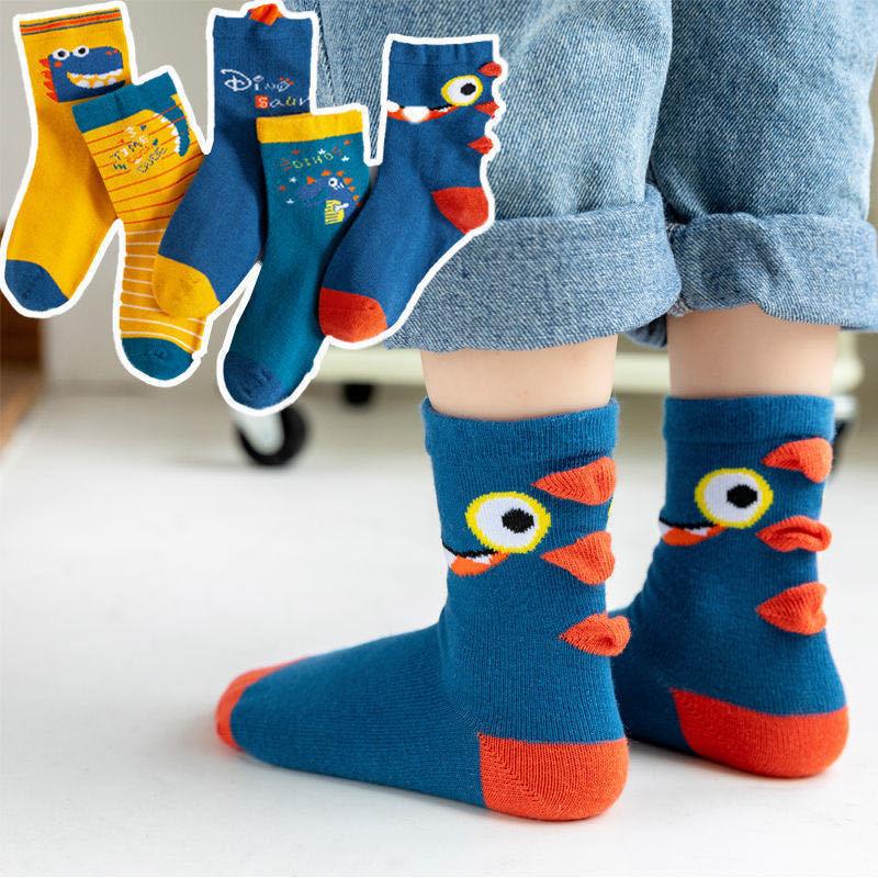 🎀Malaysia Ready Stock🎀5pairs/set Kids Socks Baby Socks Cute 3d Dinosaur