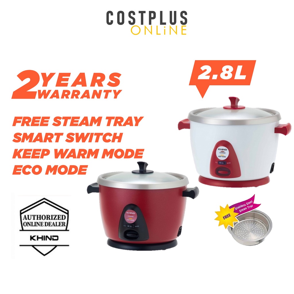 KHIND RC128M 2.8L Anshin Rice Cooker with Smart Switch + FREE Steam
