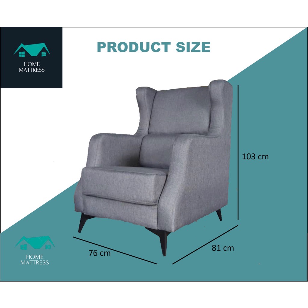 [EKO] Luxury Wing Chair /High Back Lounge Chair Wing Chair Sofa Murah