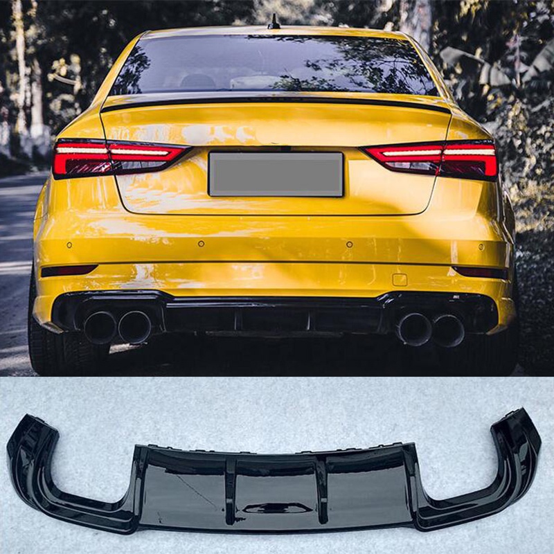 For Audi A3 8V S3 S-Line Sedan ABS Gloss Black Car Body Kit Rear Bumper