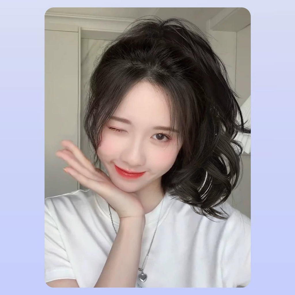 Waterfall curly half ponytail female artificial human hair American