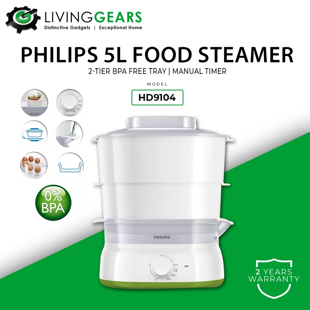 Philips Food Steamer Double 2TIER Layer (5.0L) HD9104 / Tefal