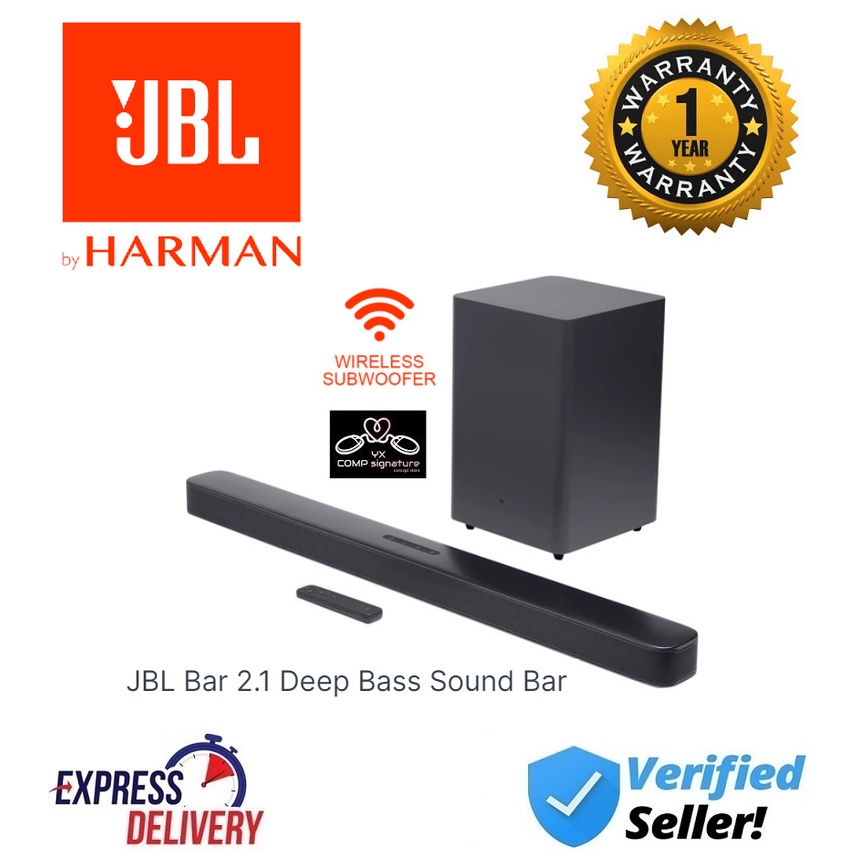 JBL BAR 2.1 DEEP BASS Home Cinema Soundbar with Wireless Subwoofer JBL by HARMAN Shopee Malaysia