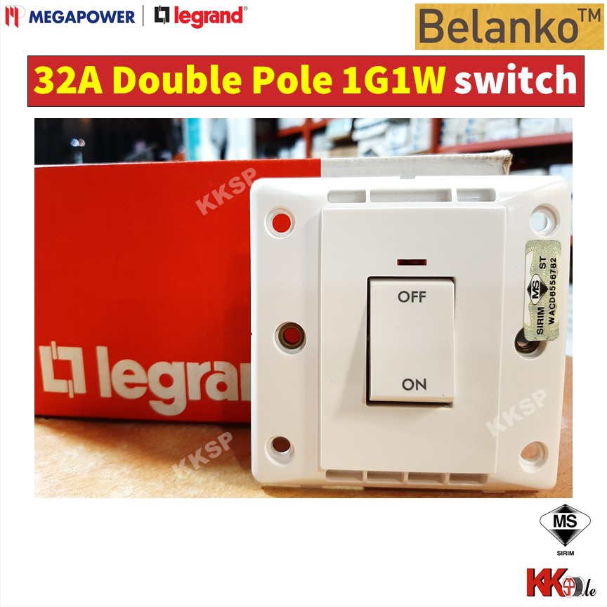 Legrand Belanko Siemens brand 32A Double Pole 1 Gang 1 Way switch 32A