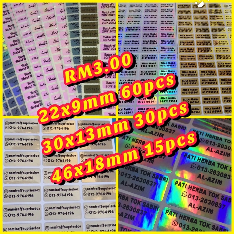 STICKER NAMA NAME STICKER 🔸 KALIS AIR 🔸 INK HITAM 🔸 Shopee Malaysia