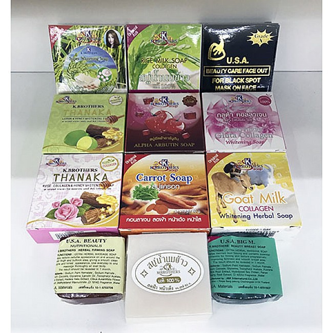 (12 pcs / 1 Dozen) K Brothers Thai Rice Milk Soap (For Face & Body