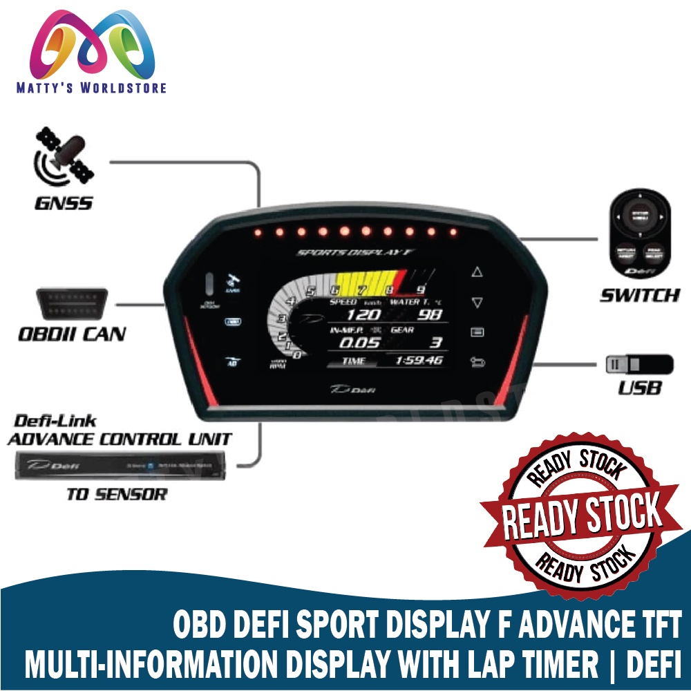 OBD DEFI SPORT DISPLAY F ADVANCE TFT MULTIINFORMATION DISPLAY WITH LAP