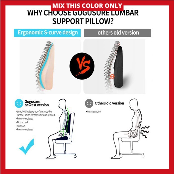 Memory Foam Back Pain Relief Velvet Lumbar Support Car Cushion Pillow