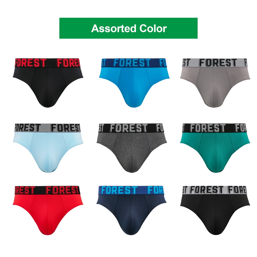 (3 Pcs) Forest Men Brief MicroFibre Spandex Men Underwear Assorted
