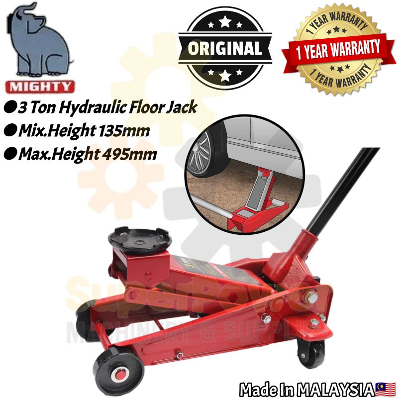 MIGHTY MALAYSIA 3 Ton Heavy Duty Hydraulic Floor Jack(Made In MALAYSIA