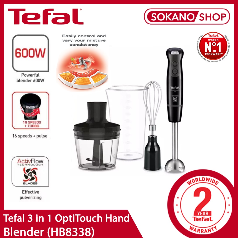 Tefal 3 in 1 OptiTouch Hand Blender + 500ml Mini Chopper + MultiWire
