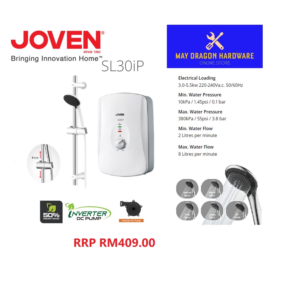 **Fast Delivery & Authorised Dealer** JOVEN SL30iP Instant Water Heater