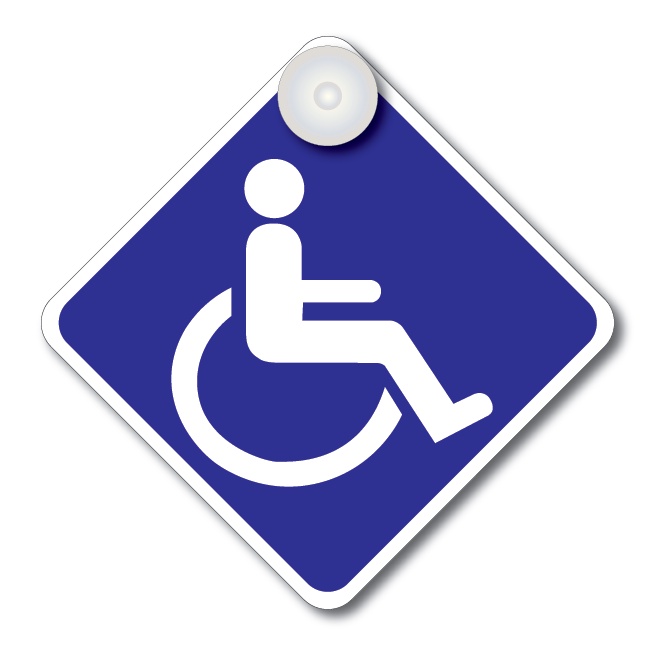 HANDICAP SIGN CAR WINDOW DECAL 150MM X 150MM, 100MM X 200MM, 140MM