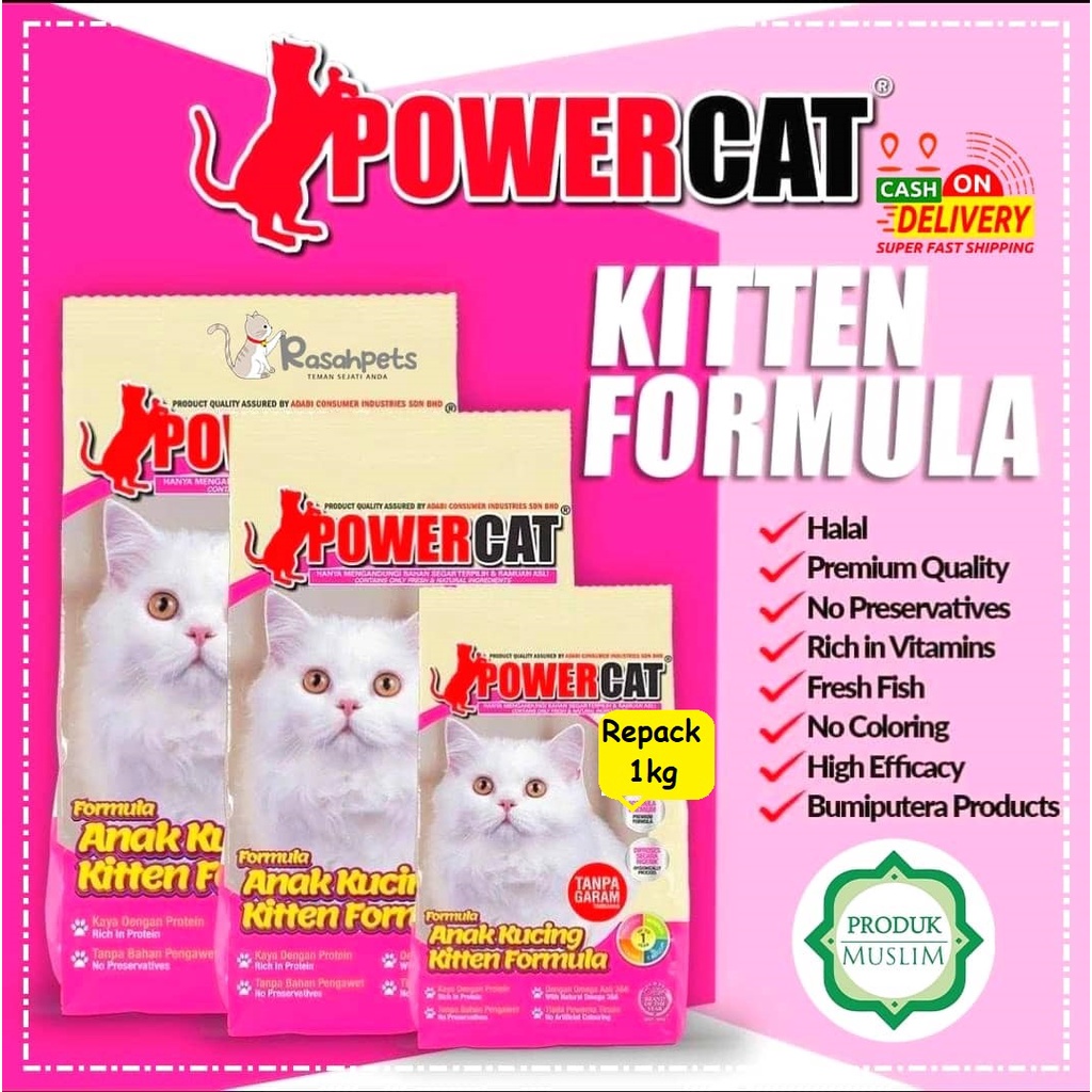Powercat kitten formula 1kg makanan kucing powercat kitten 1kg ( repack