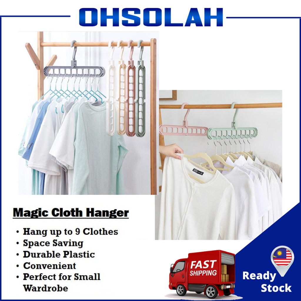 OHSOLAH Magic Clothes Hanger Organizer 360º Swivel Wardrobe Space Saving Hanger / Hanger Lipat