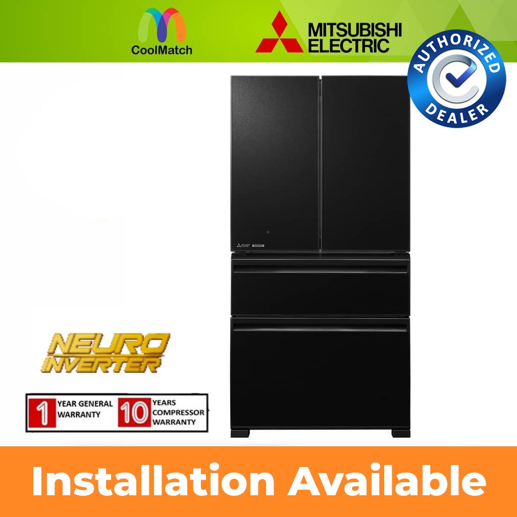 Mitsubishi Fridge MRLX68EM French door 630L Refrigerator (Glass Black