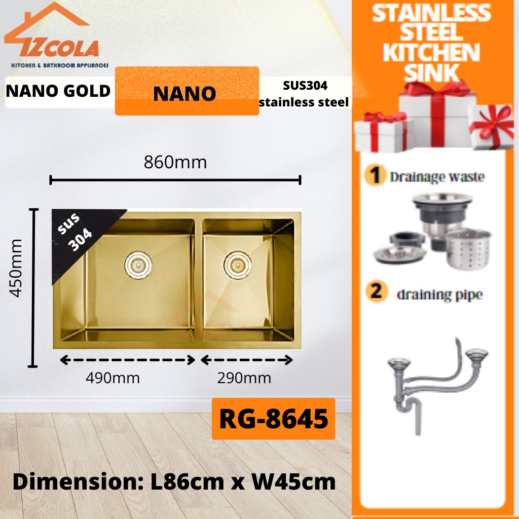 NANO SINK SUS304 undermount sink /top mount sink (DOUBLE SINK / SINGLE